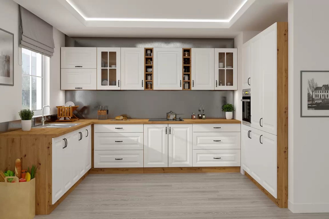 Skrinka Kuchynská dolná Estella 40D s tromi zásuvkami - biely mat / Dub artisan Skrinka Kuchynská dolná Estella 40D s tromi zásuvkami - biely mat / Dub artisan