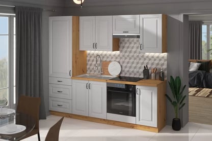 Skrinka Kuchynská dolná Estella 40D s tromi zásuvkami - biely mat / Dub artisan Skrinka Kuchynská dolná Estella 40D s tromi zásuvkami - biely mat / Dub artisan