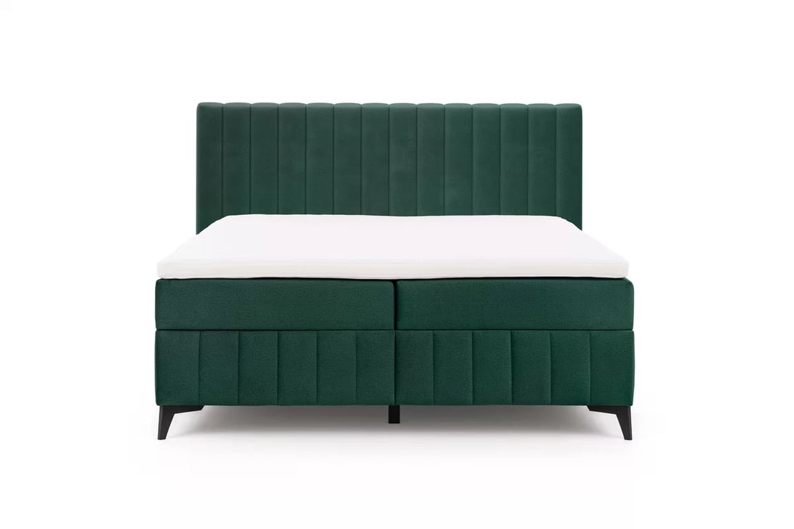 Kontinentálna posteľ Verona 180x200 s úložným priestorom – zelený hydrofóbny zamat Amon 06 Boxspring posteľ Verona 180x200 s úložným priestorom - Zelený velúr hydrofobowy Amon 06 