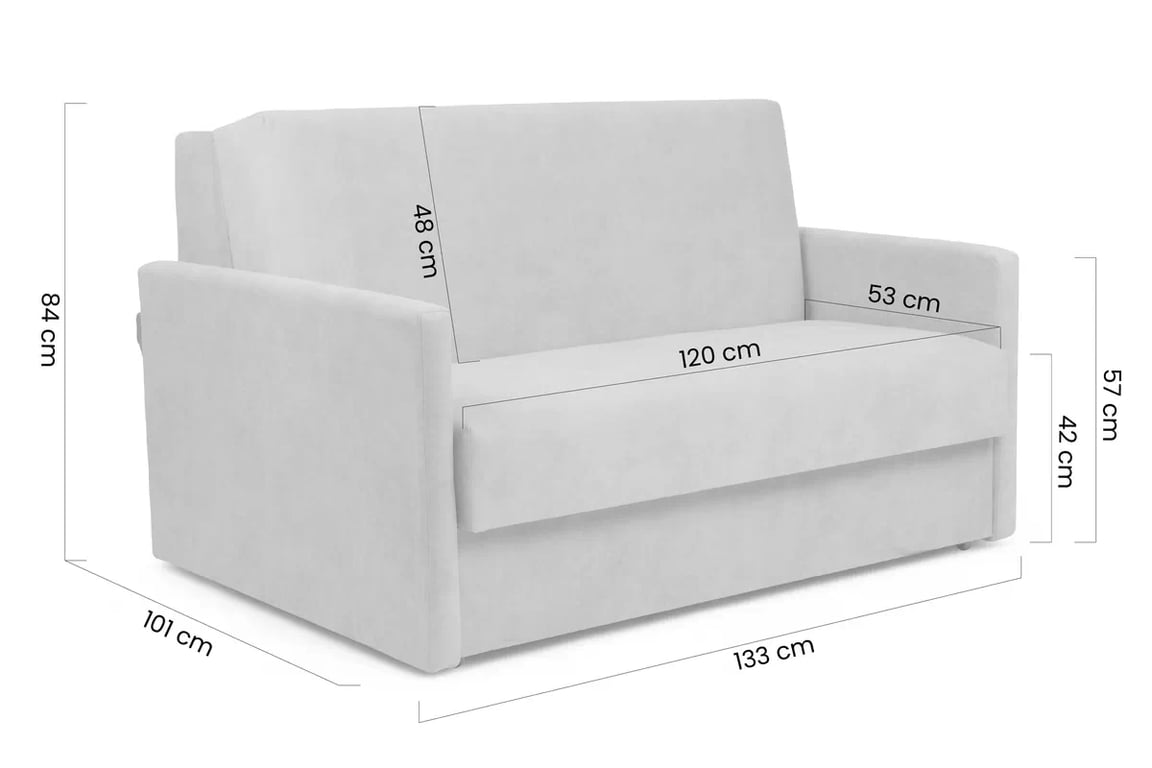 Rozkládací pohovka Jolka 120 cm - hnědá látka Sunrise 33 Pohovka Amerykanka Jolka 120 rozkladana - hnědá plecionka Sunrise 33 