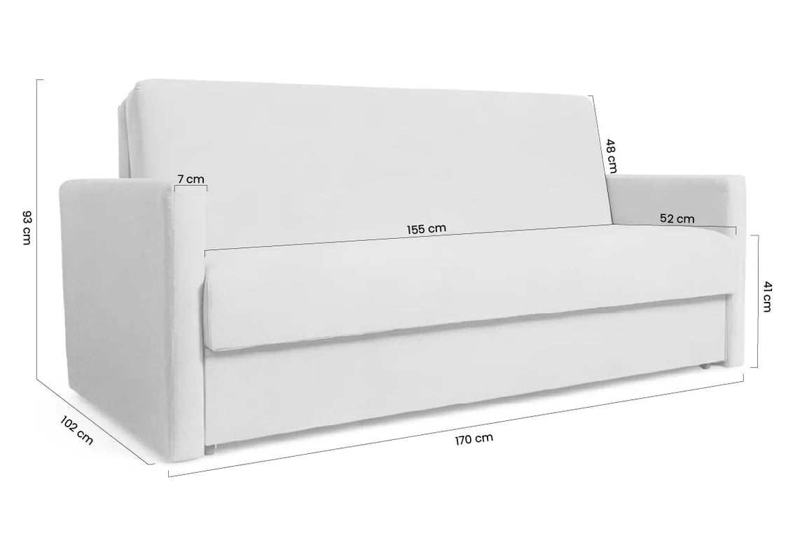 Rozkládací pohovka Jolka 155 cm - hnědá látka Sunrise 33 Pohovka Amerykanka Jolka 155 rozkladana - hnědá plecionka Sunrise 33 