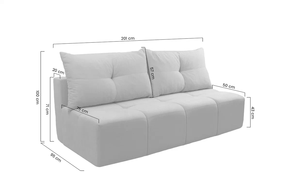 Rozkládací pohovka Natario s úložným prostorem - šedá látka Wind 90 Pohovka Natario rozkladana s úložným prostorem- šedá šenil Wind 90