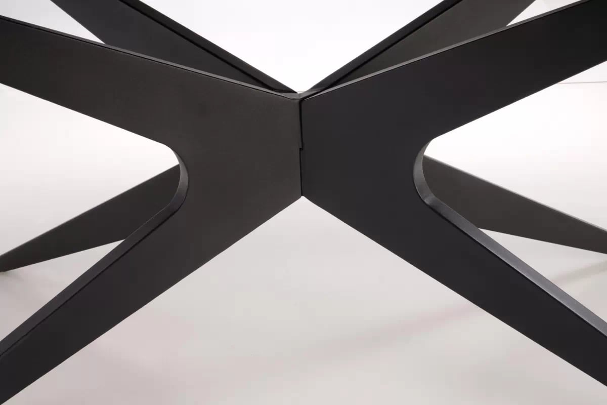 Rozkladací stôl Selvio a 4 stoličky Olton - čierna / tmavobéžová Stôl rozkladany Selvio z czterema krzeslami tapicerowanymi Olton - Čierny / tmavobéžová