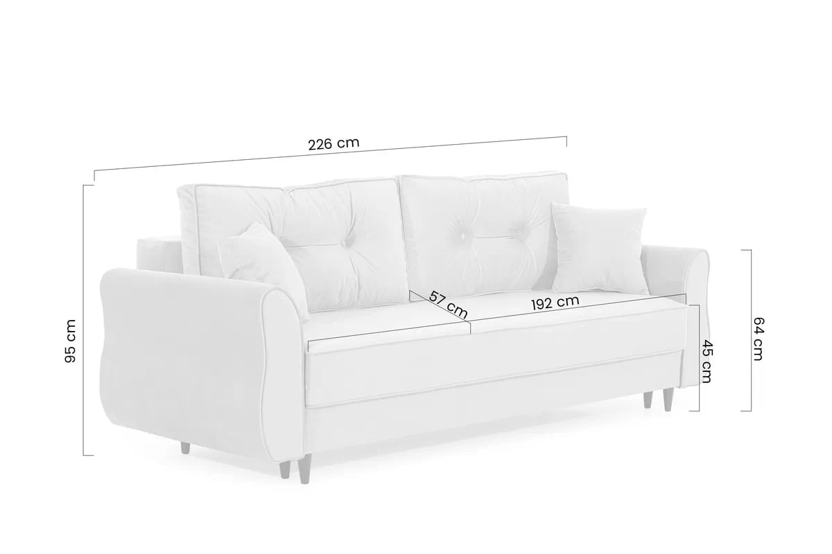 Rozkládací pohovka Carla - krémový samet Velluto 1 / nožky buk Pohovka rozkládací Carla - Krémový samet Velluto 1 Cream / buk 