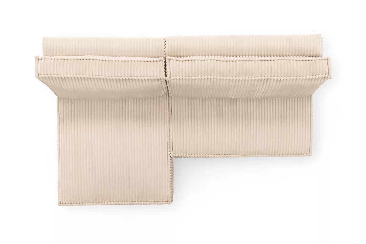 Rohová pohovka Solvero Mini levá s funkcí spánku - světlý béžový plyš Tilia 01 Rohová sedací souprava Solvero Mini rozkládací levá - Krémový manšestr Tilia 01