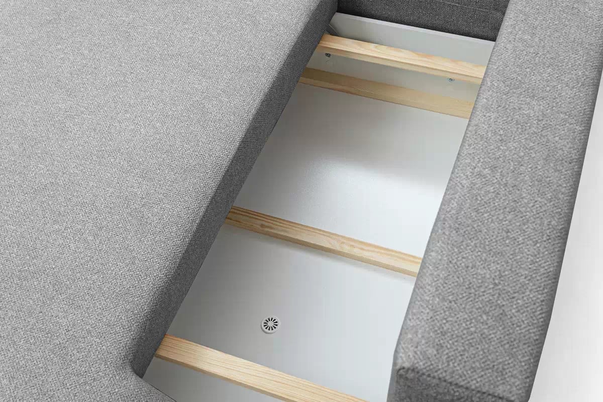 Rozkládací rohová sedací souprava Lotulis L II levá - šedá Blur 18 Rohová sedací souprava Lotulis L rozkládací levá - šedá Pletenina hydrofobowa Blur 18