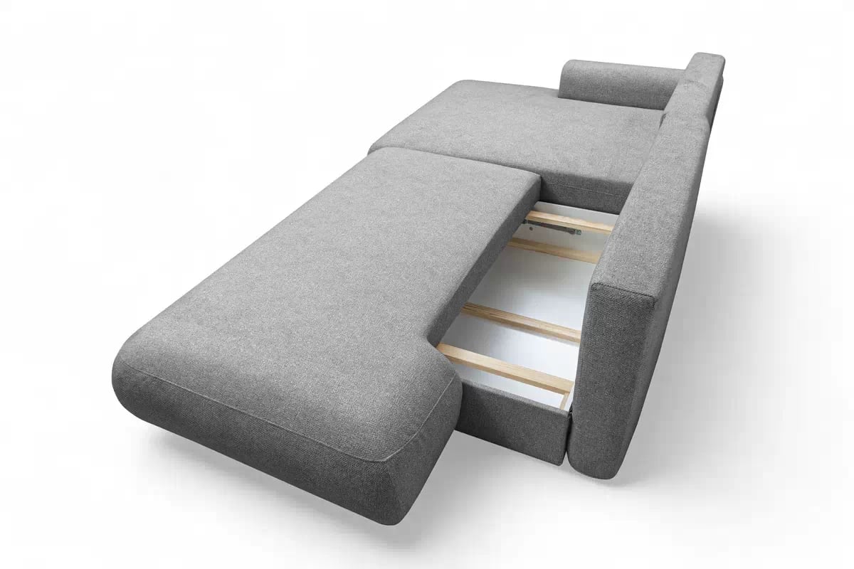 Rozkládací rohová sedací souprava Lotulis L II levá - šedá Blur 18 Rohová sedací souprava Lotulis L rozkládací levá - šedá Pletenina hydrofobowa Blur 18