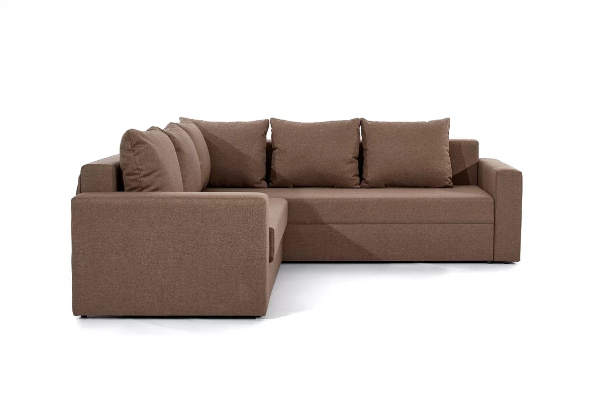 Rohová sedacia súprava Turias L II s funkciou spania pravá - hnedá tkanina Sawana 02 Rohová sedacia súprava s funkciou spánku Turias L II pravá strana - Hnedá plecionka Sawana 02