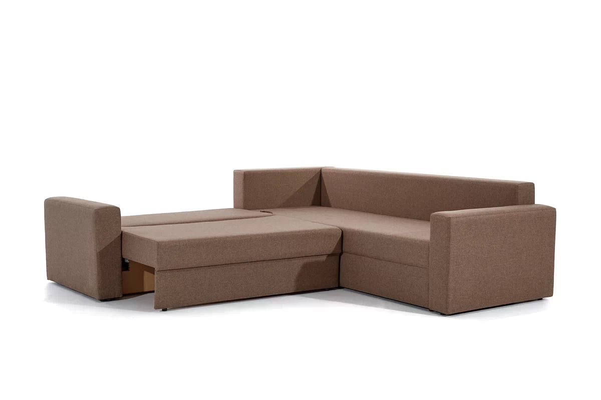Rohová sedacia súprava Turias L II s funkciou spania pravá - hnedá tkanina Sawana 02 Rohová sedacia súprava s funkciou spánku Turias L II pravá strana - Hnedá plecionka Sawana 02