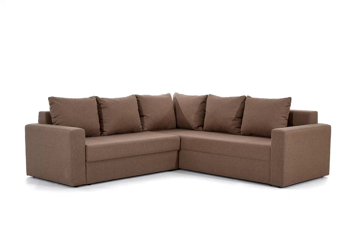 Rohová sedacia súprava Turias L II s funkciou spania pravá - hnedá tkanina Sawana 02 Rohová sedacia súprava s funkciou spánku Turias L II pravá strana - Hnedá plecionka Sawana 02