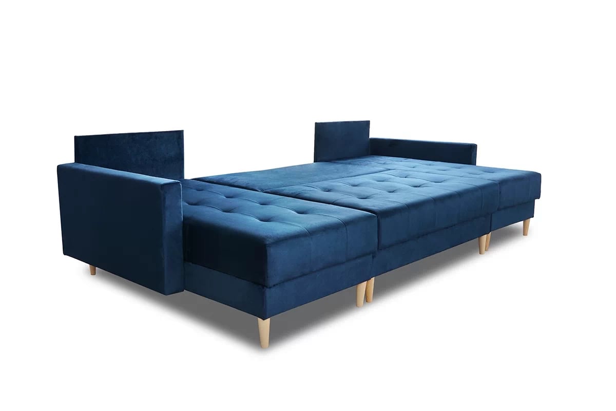 Rohová sedacia súprava Romano U rozkladacia univerzálna - modrý zamat Monolith 77 / svetlý rustikál Rohová sedacia súprava Romano U rozkladany uniwersalny prawo/Ľavá strana - Modrý velúr Monolith 77