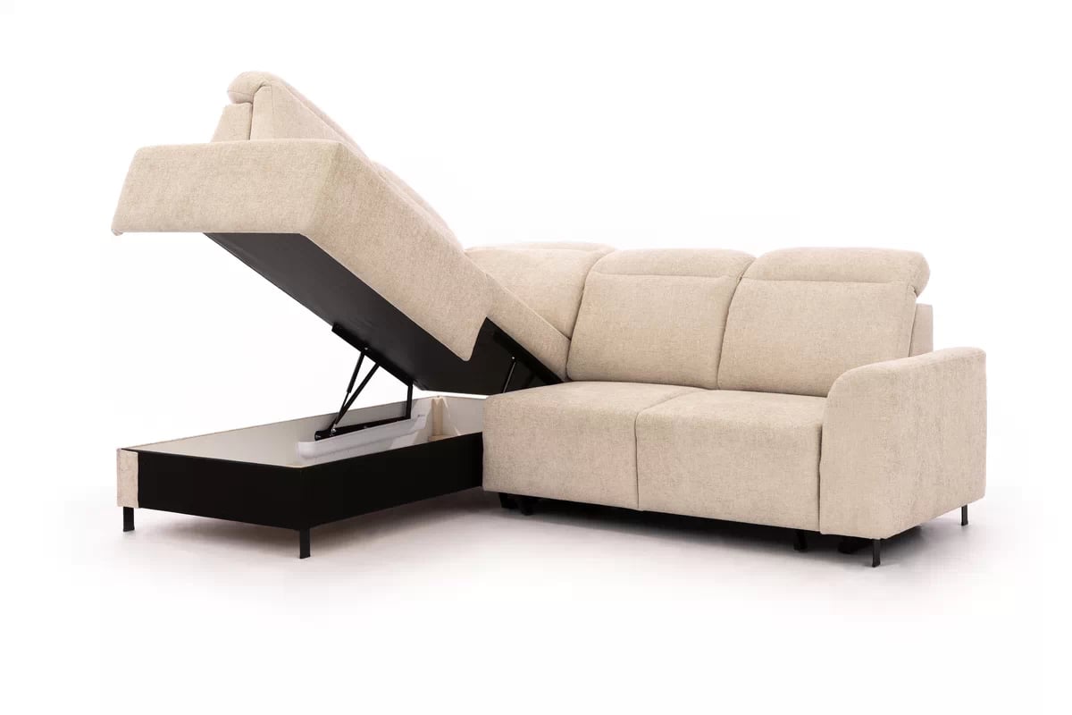 Rohová rozkládací pohovka Magnis L levá s funkcí spánku - béžová tkanina Magni 206.03 - Konec série Rohová sedací souprava Magnis L rozkládací levá - béžová plecionka Magni 206-03