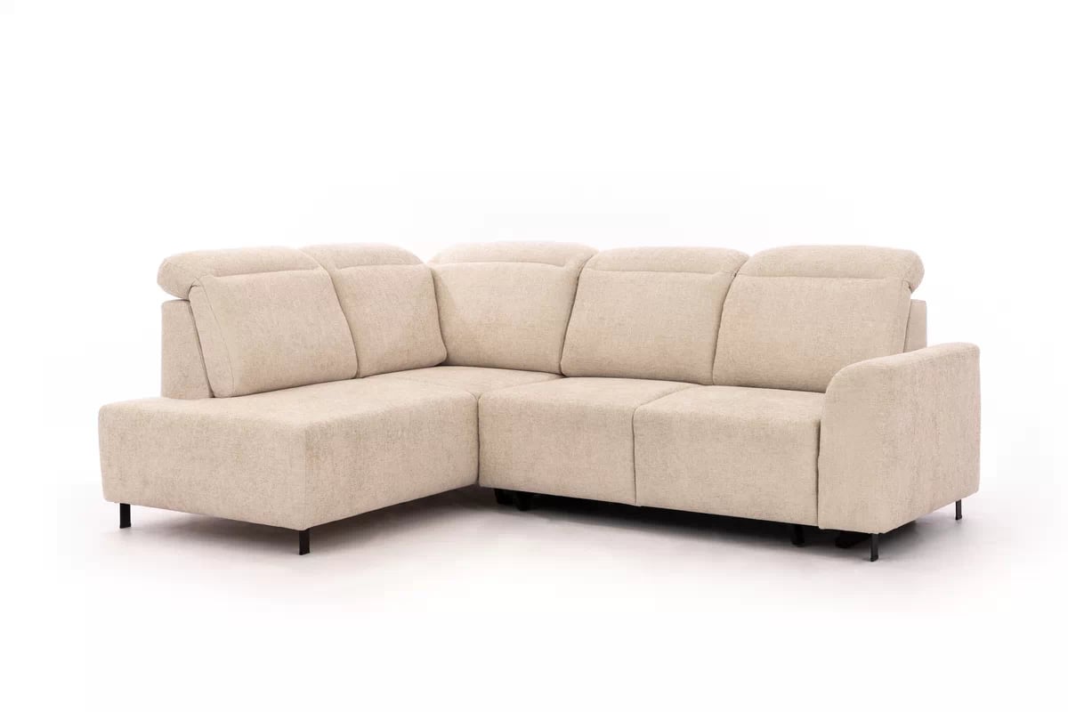 Rohová rozkládací pohovka Magnis L levá s funkcí spánku - béžová tkanina Magni 206.03 - Konec série Rohová sedací souprava Magnis L rozkládací levá - béžová plecionka Magni 206-03