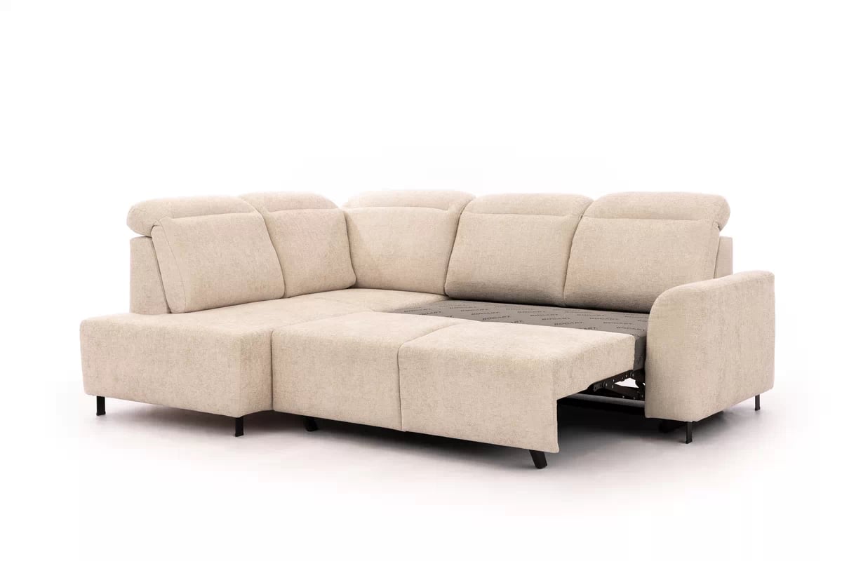 Rohová rozkládací pohovka Magnis L levá s funkcí spánku - béžová tkanina Magni 206.03 - Konec série Rohová sedací souprava Magnis L rozkládací levá - béžová plecionka Magni 206-03