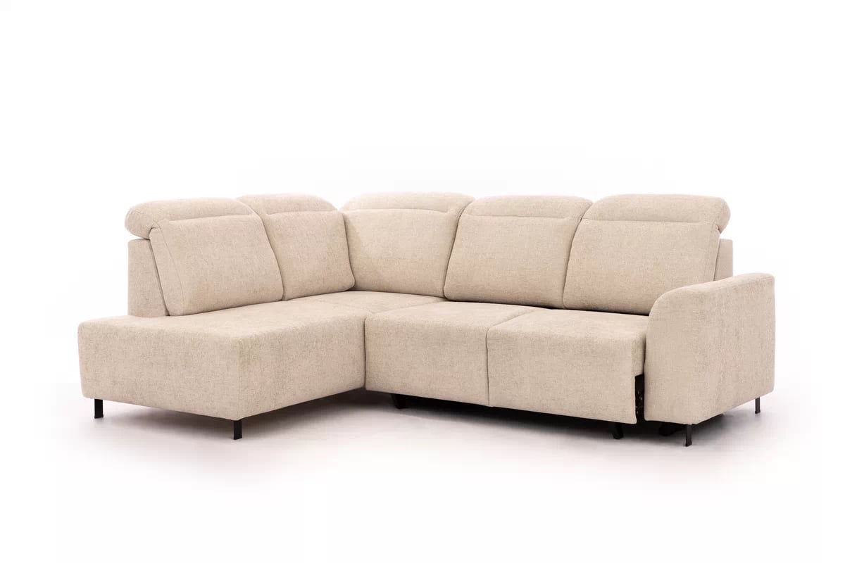 Rohová rozkládací pohovka Magnis L levá s funkcí spánku - béžová tkanina Magni 206.03 - Konec série Rohová sedací souprava Magnis L rozkládací levá - béžová plecionka Magni 206-03