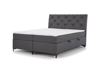 Postel boxspring Berylio 160x200 s úložním prostorem - šedá plecionka Malmo New 95
