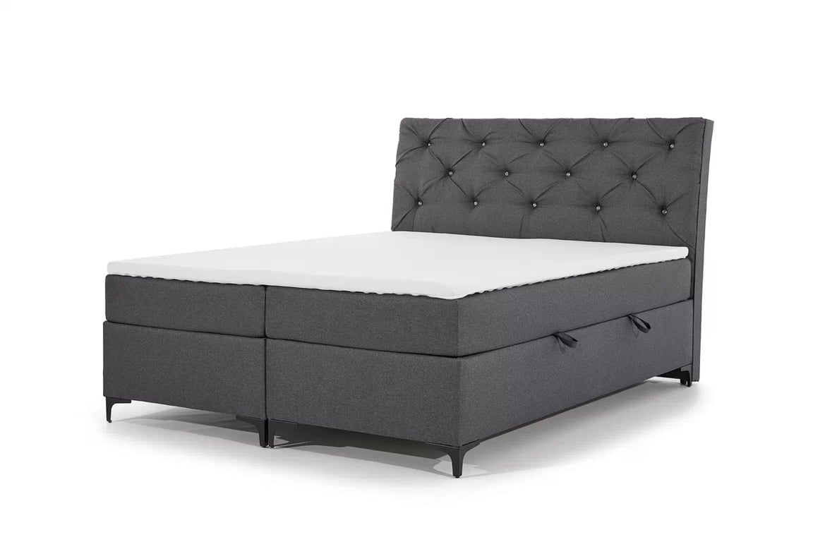 Postel boxspring Berylio 160x200 s úložním prostorem - šedá plecionka Malmo New 95 Postel boxspring Berylio 160x200 s úložním prostorem - šedá plecionka Malmo New 95