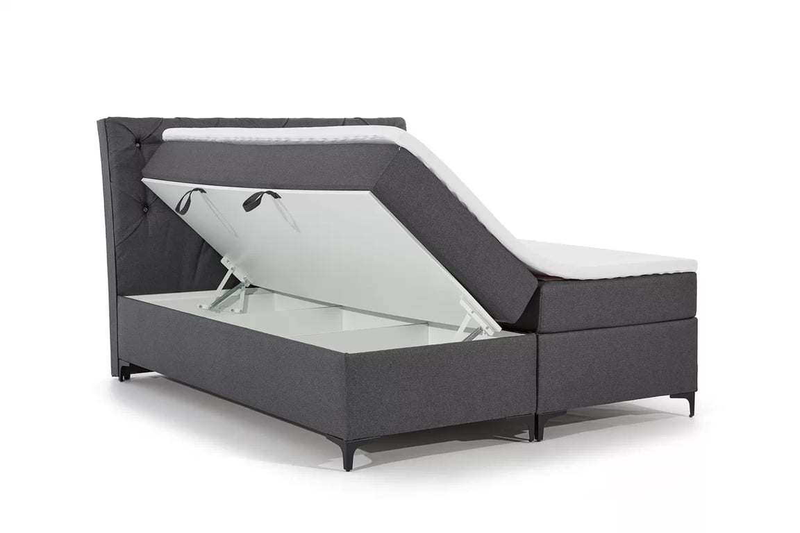 Postel boxspring Berylio 160x200 s úložním prostorem - šedá plecionka Malmo New 95 Postel boxspring Berylio 160x200 s úložním prostorem - šedá plecionka Malmo New 95
