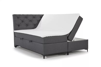 Postel boxspring Berylio 160x200 s úložním prostorem - šedá plecionka Malmo New 95 Postel boxspring Berylio 160x200 s úložním prostorem - šedá plecionka Malmo New 95