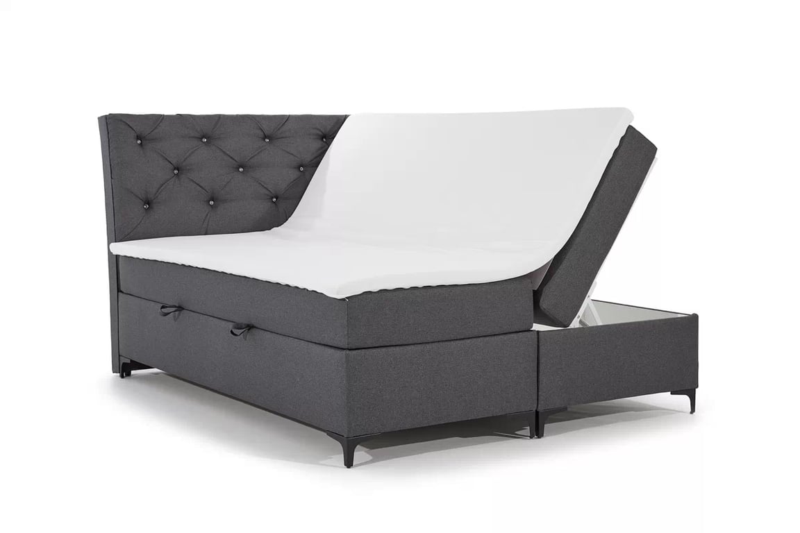 Postel boxspring Berylio 160x200 s úložním prostorem - šedá plecionka Malmo New 95 Postel boxspring Berylio 160x200 s úložním prostorem - šedá plecionka Malmo New 95