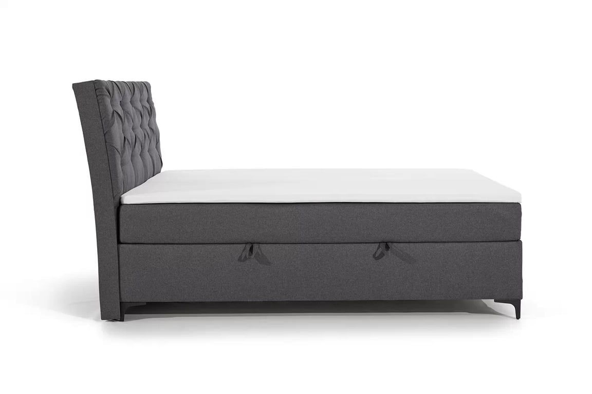 Postel boxspring Berylio 160x200 s úložním prostorem - šedá plecionka Malmo New 95 Postel boxspring Berylio 160x200 s úložním prostorem - šedá plecionka Malmo New 95