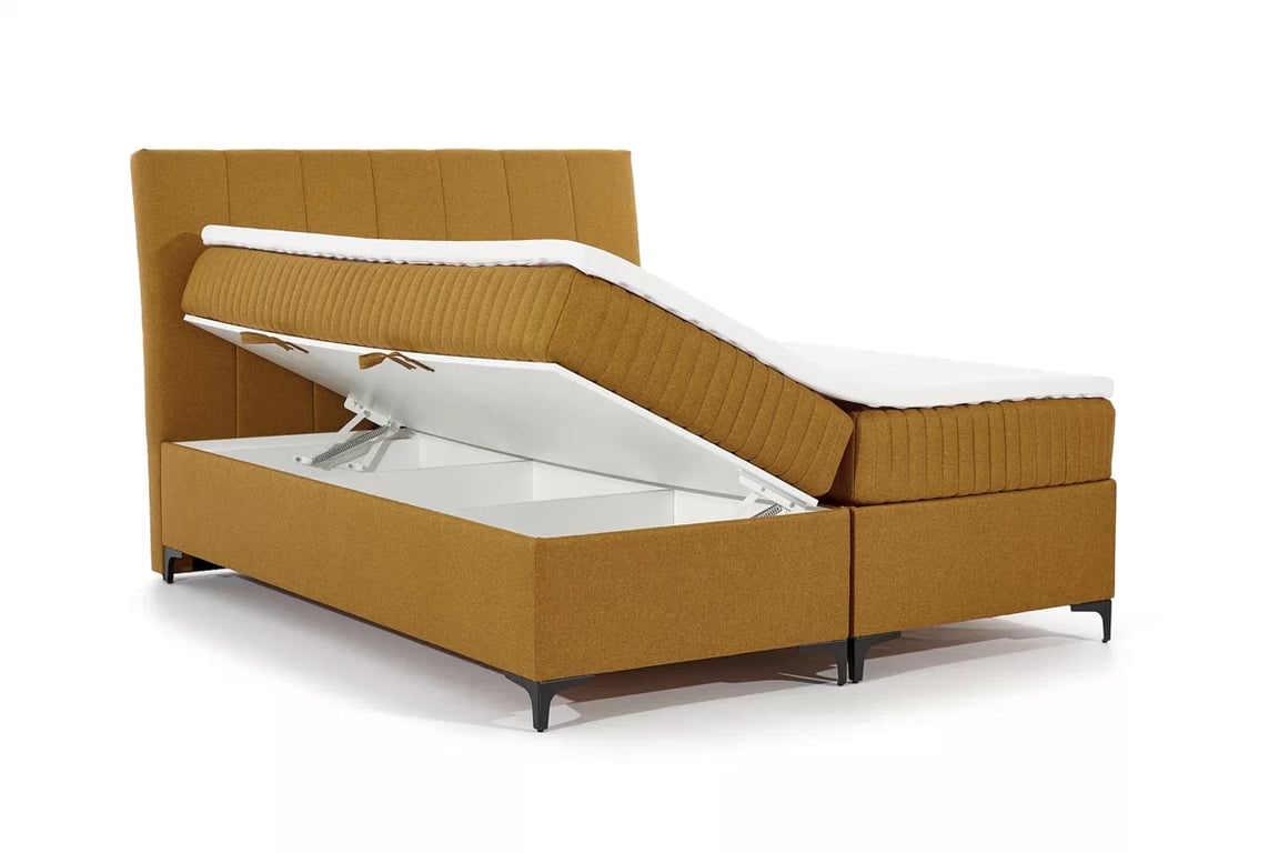 Postel boxspring Atero 160x200 s úložním prostorem - musztardowa plecionka 160x200 Postel boxspring Atero 160x200 s úložním prostorem - musztardowa plecionka 160x200