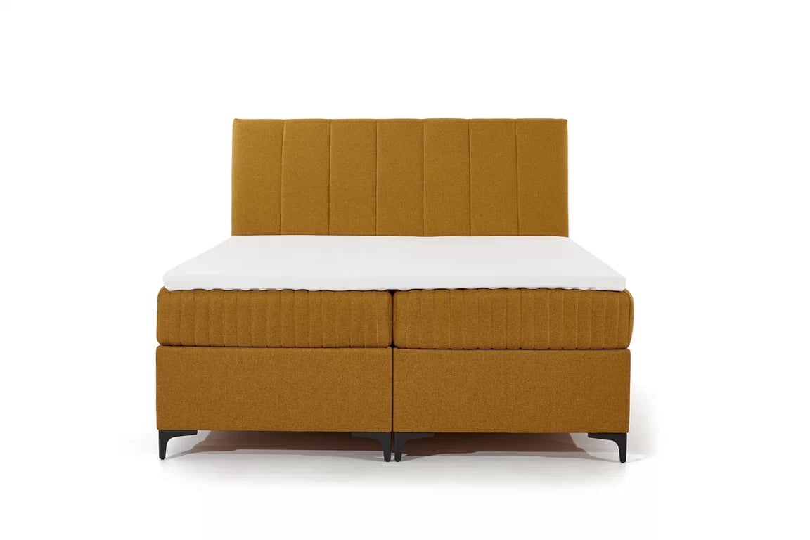 Postel boxspring Atero 160x200 s úložním prostorem - musztardowa plecionka 160x200 Postel boxspring Atero 160x200 s úložním prostorem - musztardowa plecionka 160x200