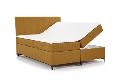 Postel boxspring Atero 160x200 s úložním prostorem - musztardowa plecionka 160x200 Postel boxspring Atero 160x200 s úložním prostorem - musztardowa plecionka 160x200