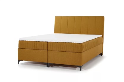 Postel boxspring Atero 160x200 s úložním prostorem - musztardowa plecionka 160x200