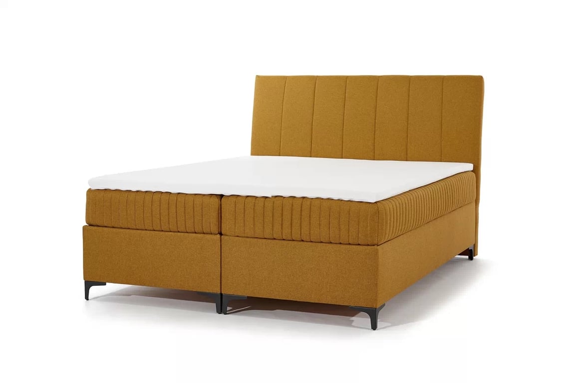 Postel boxspring Atero 160x200 s úložním prostorem - musztardowa plecionka 160x200 Postel boxspring Atero 160x200 s úložním prostorem - musztardowa plecionka 160x200