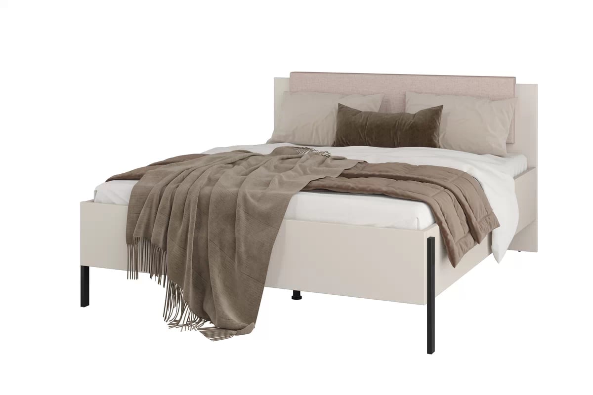 Manželská posteľ Jukon 160x200 cm s úložným priestorom - kašmírová / čierna Posteľ Jukon 160 x 200 S vnútorným úložným priestorom- kašmír / čierny nožičky