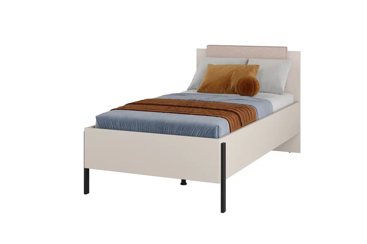 Posteľ Jukon 100x200 cm s úložným priestorom - kašmírová / čierna Posteľ Jukon 100 x 200 S vnútorným úložným priestorom- kašmír / čierny nožičky