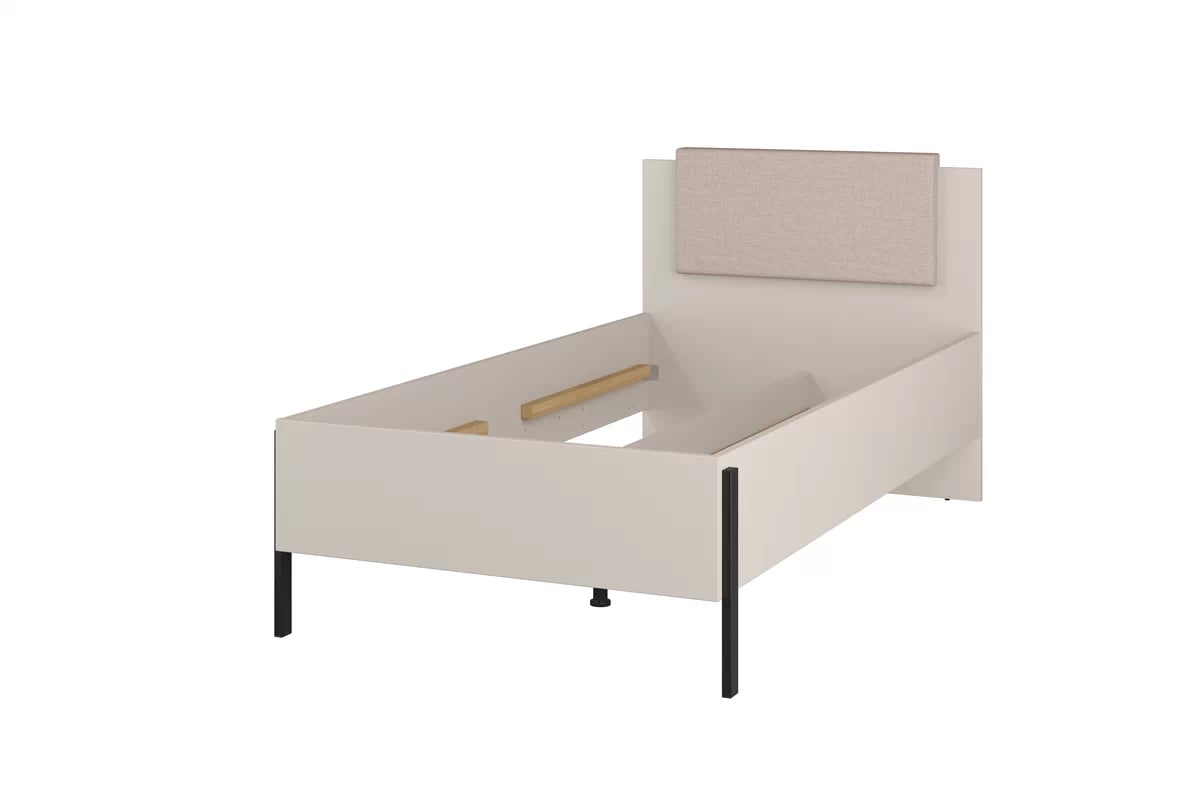 Posteľ Jukon 100x200 cm s úložným priestorom - kašmírová / čierna Posteľ Jukon 100 x 200 S vnútorným úložným priestorom- kašmír / čierny nožičky