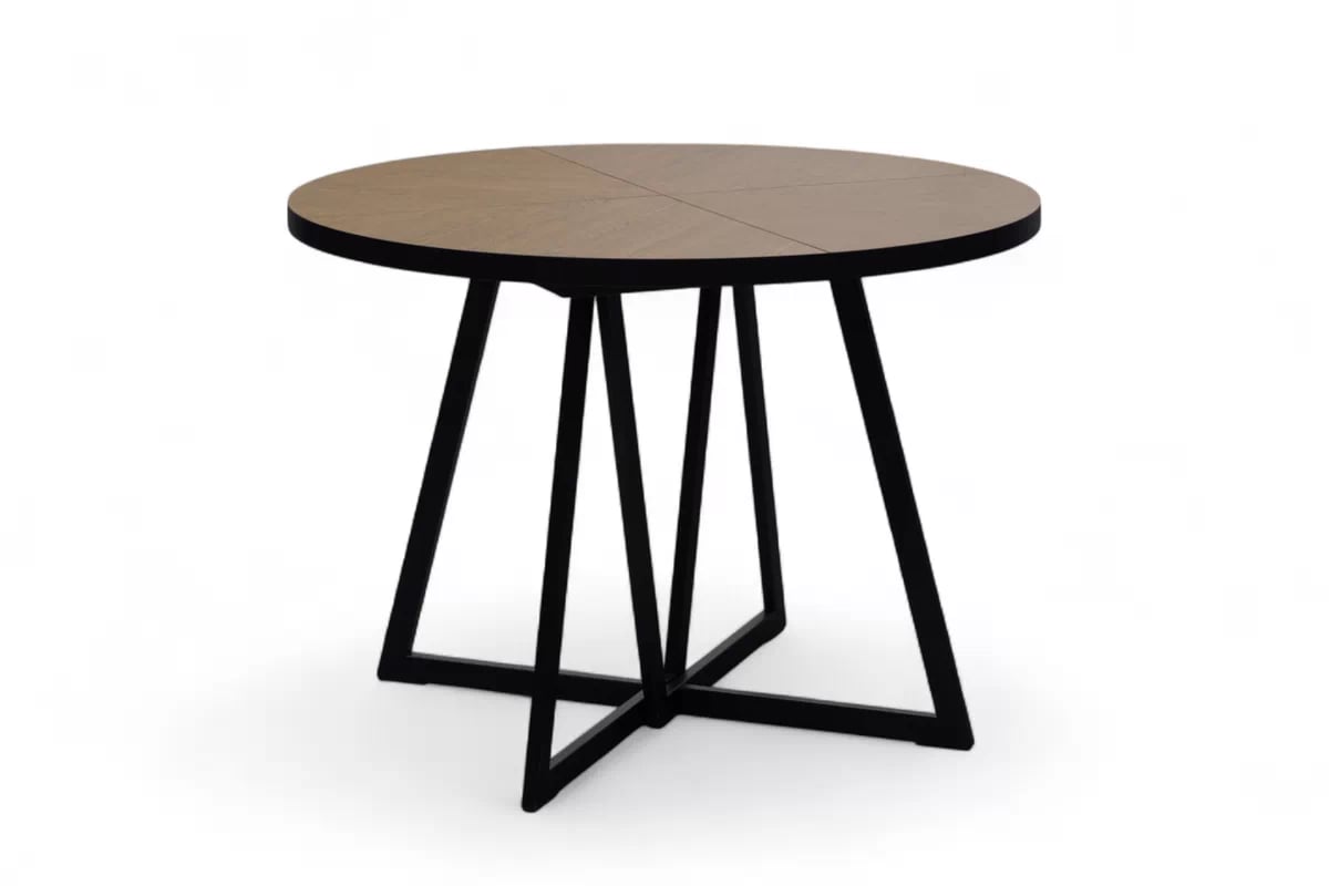 Rozkladací stôl Cedrus Rozeta 105/160 cm a 4 stoličky Nerevio - dub belmont čierny / sivý Komplet Stôl rozkladany Cedrus Rozeta 105/160 cm + 4 Stoličky Nerevio - Dub belmont Čierny / šedý