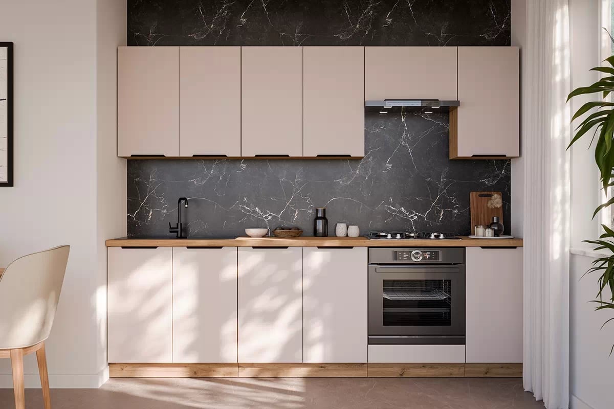 Rohová spodná kuchynská skrinka Arvani ND90x90 dvojdverová - kašmír / dub artisan Skrinka Kuchynská dolná Arvani DN90x90 rohová dvojdverová - kašmír / Dub artisan