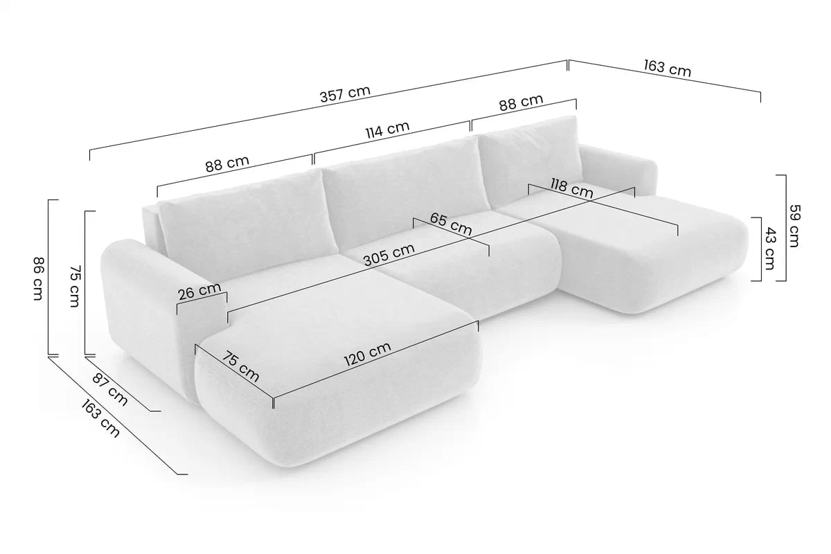 Rozkladacia rohová sedacia súprava Lotulis U - sivá pletenina Ado 1614 Rohová sedacia súprava s funkciou spánku Lotulis U - šedá plecionka Ado 1614 