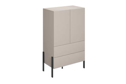 Komoda dvoudveřová Jukon 90 cm - bílý mat / kovové nohy
