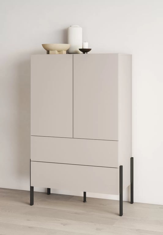Komoda dvoudveřová Jukon 90 cm - bílý mat / kovové nohy Komoda dvoudveřová Jukon 90 cm bielizniarka - bílý mat / kovové Nohy