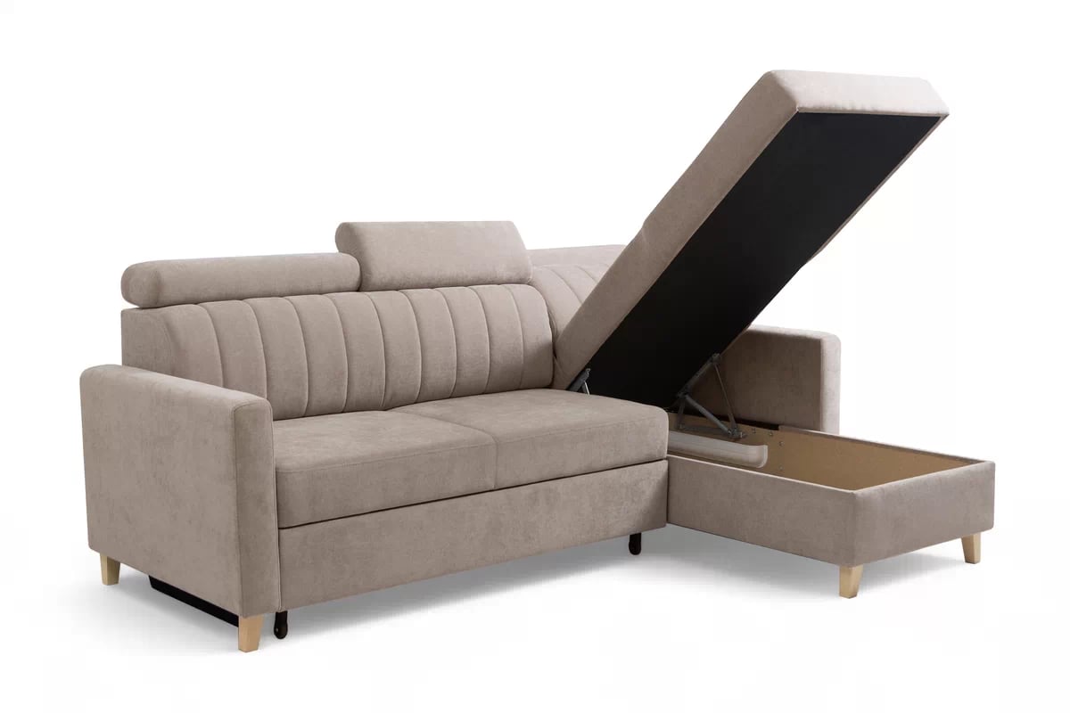 Rozkladacia rohová sedacia súprava Vario univerzálna - béžový zamat Jasmine 21  Rohová sedacia súprava Vario s funkciou spánku uniwersalny prawo/Ľavá strana - béžový velúr Jasmine 22