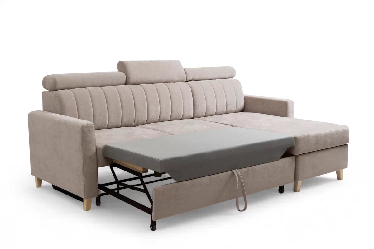 Rozkladacia rohová sedacia súprava Vario univerzálna - béžový zamat Jasmine 21  Rohová sedacia súprava Vario s funkciou spánku uniwersalny prawo/Ľavá strana - béžový velúr Jasmine 22