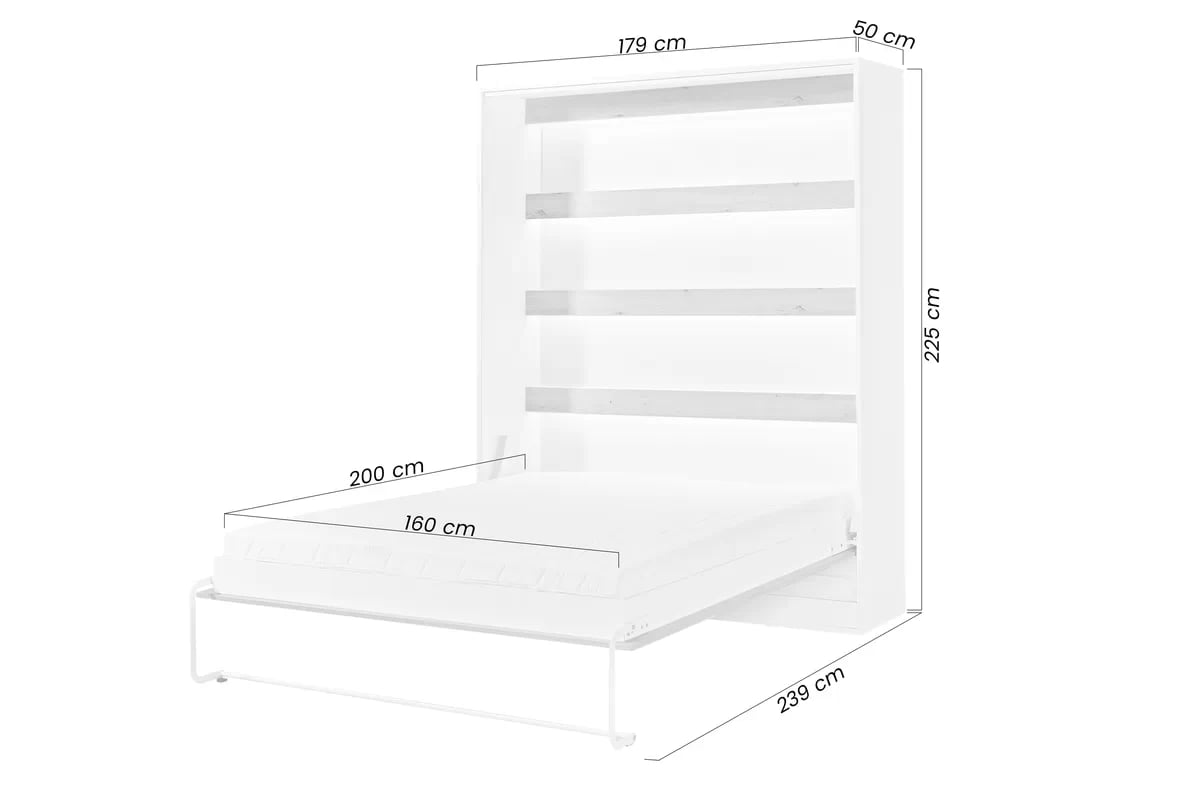 Sklápacia posteľ Lomaro V - 160x200 cm - biela Polkotapczan vertikálny Lomaro 160x200 - Biely / Úchytka Biely