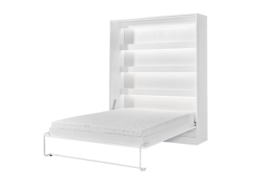 Vertikálna sklápacia posteľ Lomaro 160x200 - biela / biely úchyt Polkotapczan vertikálny Lomaro 160x200 - Biely / Úchytka Biely