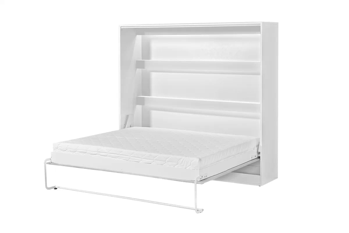 Sklápacia posteľ Lomaro H - 160x200 cm - biela Polkotapczan horizontálny Lomaro 160x200 - Biely / Úchytka Biely 