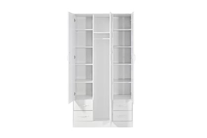 Trojdverová skriňa Lomaro 120 cm so zásuvkami - biela / biely úchyt  Skriňa trojdverová Lomaro 120 cm so zásuvkami - Biely / Úchytka Biely