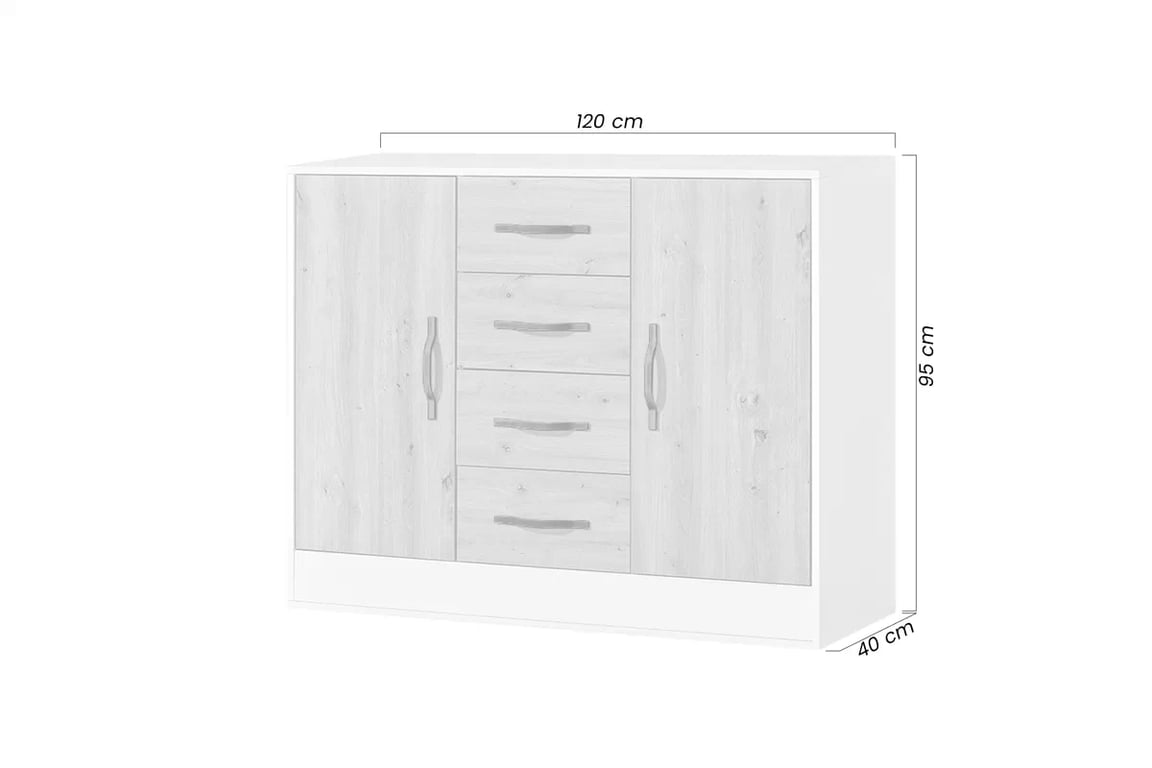Komoda dvoudveřová Lomaro 120 cm se zásuvkami - bílá / uchwyt bílá Komoda dvoudveřová Lomaro 120 cm se zásuvkami - bílá / uchwyt bílá