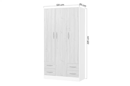 Trojdverová skriňa Lomaro 120 cm so zásuvkami - dub artisan / čierny úchyt Skriňa trojdverová Lomaro 120 cm so zásuvkami - Dub artisan / Úchytka Čierny 
