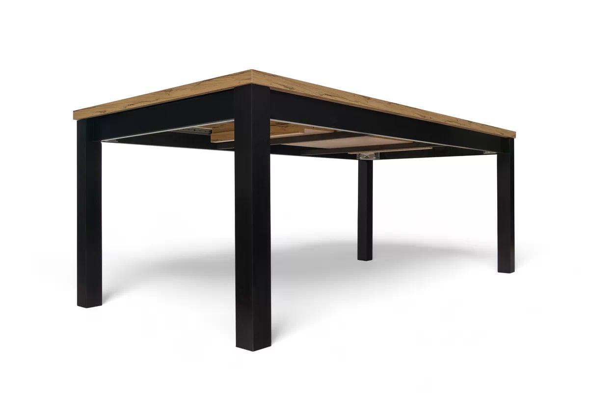 Rozkládací jídelní stůl Werona 160-200x90 cm - dub wotan / černé nohy Stůl rozkladany pro jídelny 160-200x90 cm Werona na drewnianych nogach - dub wotan / černé nožičky