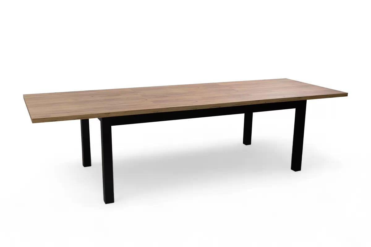 Rozkládací jídelní stůl Werona 160-200x90 cm - dub wotan / černé nohy Stůl rozkladany pro jídelny 160-200x90 cm Werona na drewnianych nogach - dub wotan / černé nožičky