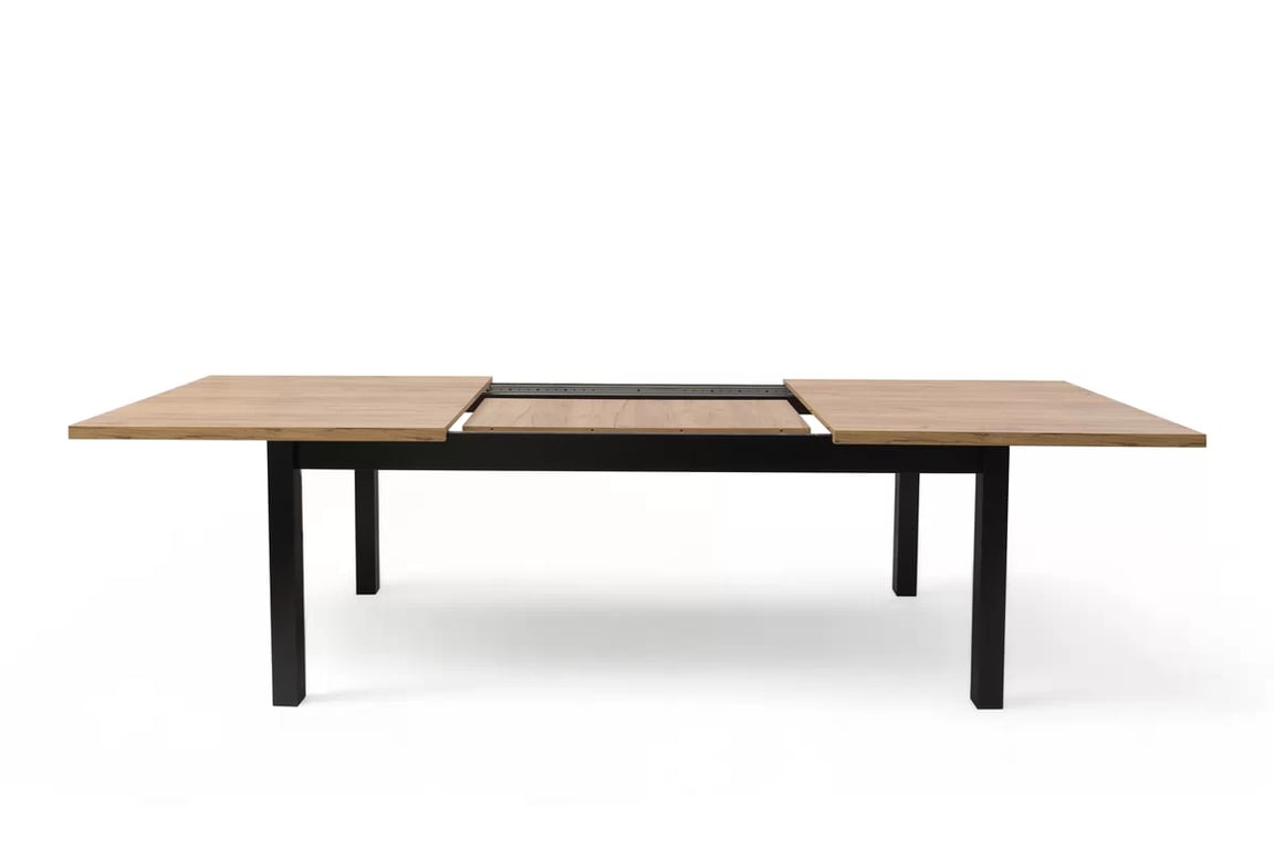 Rozkladací jedálenský stôl Werona 120-160x80 cm – dub wotan / čierne nožičky Stôl rozkladany do jedálne 120-160x80 cm Werona na drewnianych nogach - Dub wotan / čierny nožičky