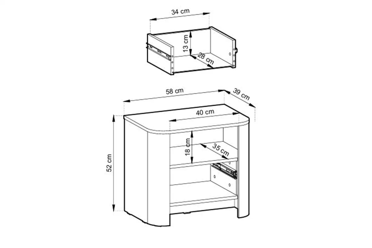 Noční stolek Sorrenti 58 cm – dub Vicenza Noční stolek Sorrenti 58 cm - dub vicenza